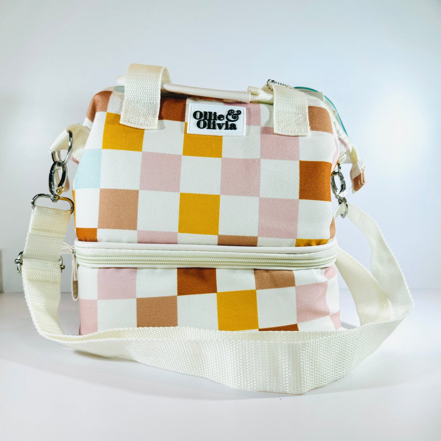 Ollie & Olivia Cooler Bag - Orange Pink Checker